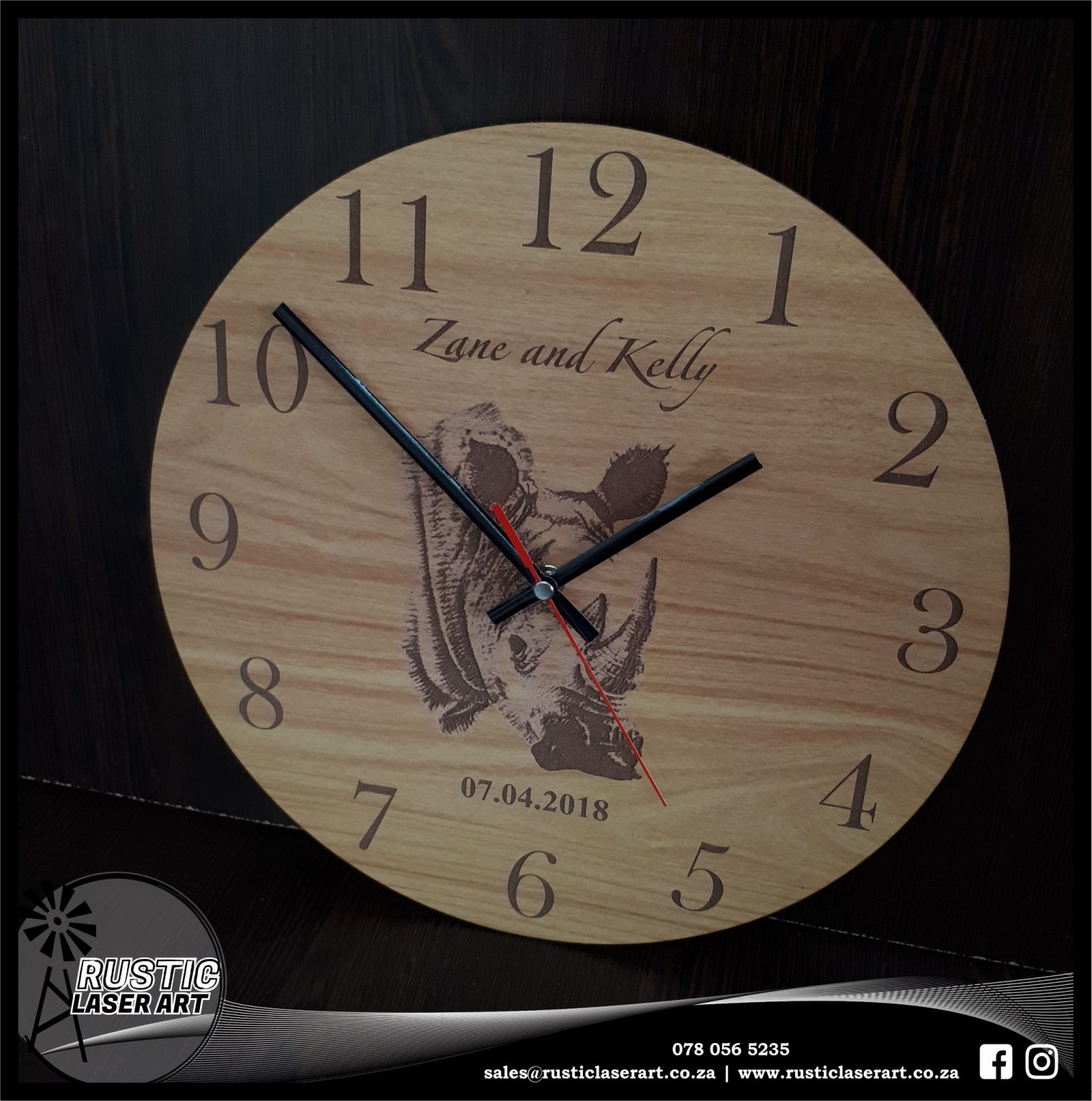 Wooden Laser Engraved Clocks Rustic Worx