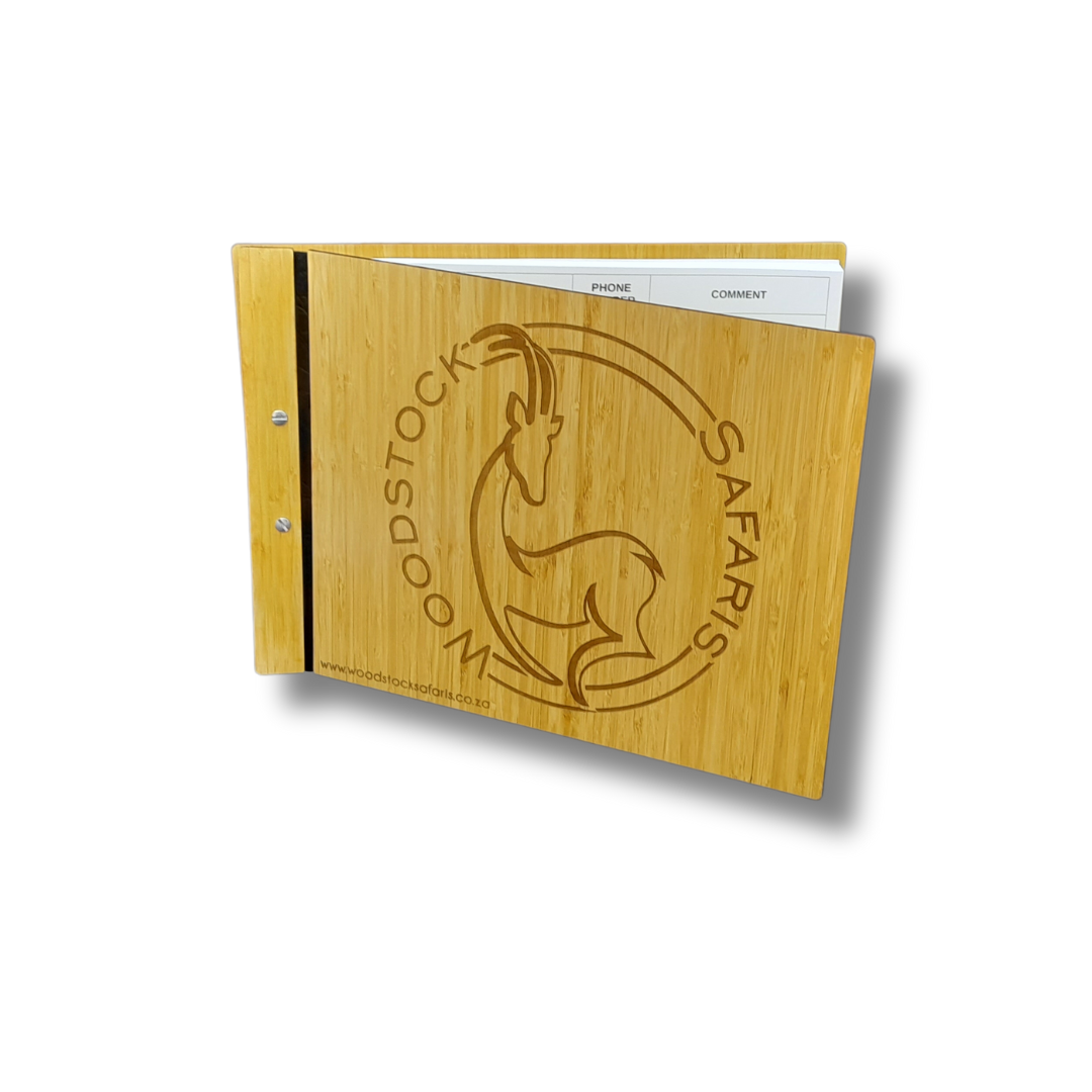 Guest Book with Wooden Engraved Covers RusticWorx.co.za