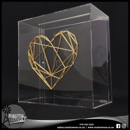 Wedding Mail Box Type 3 Clear Acrylic and Gold Mirror Heart Shindig