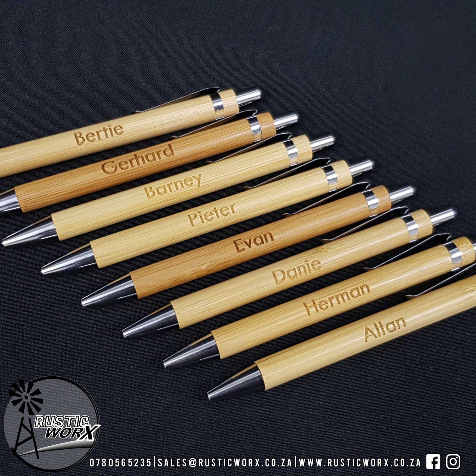 Custom Engraved Bamboo Pens - Branding & Gifting - Rustic Worx