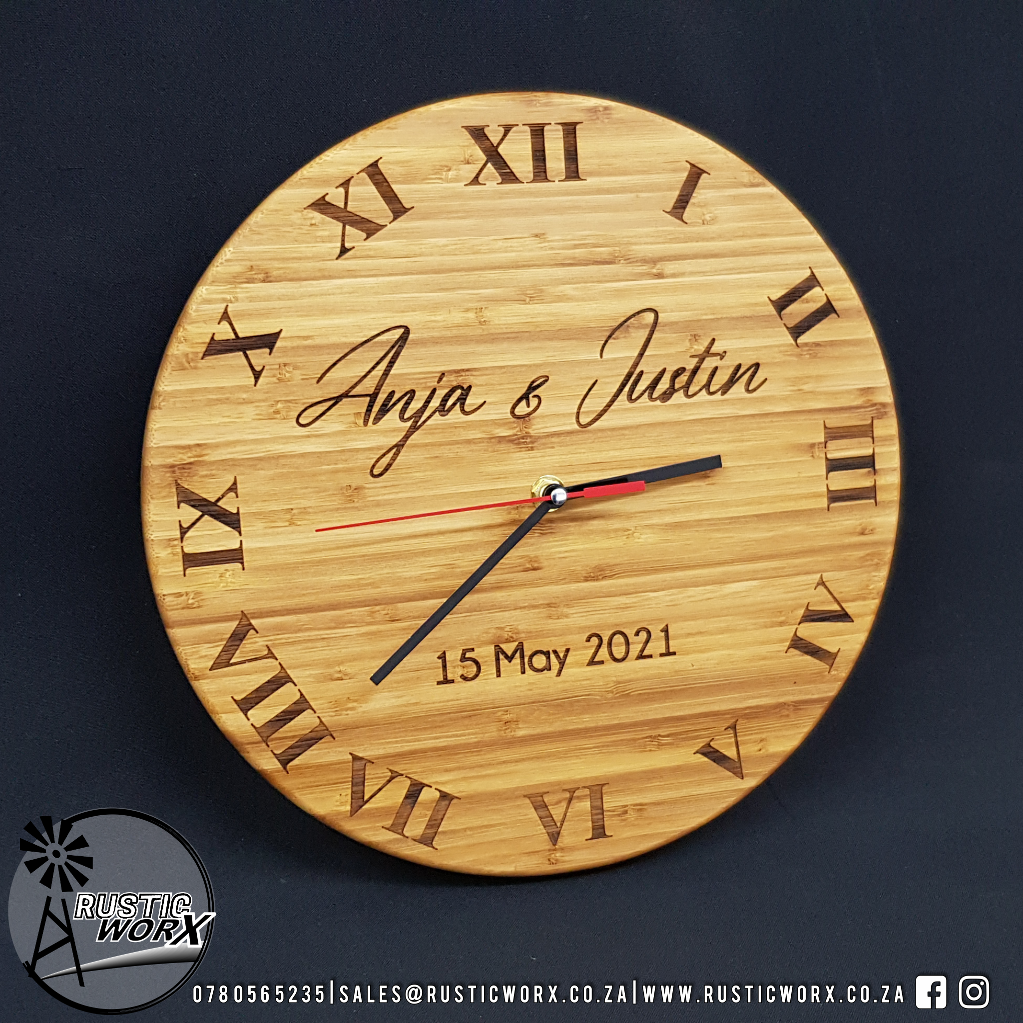 Personalised Bamboo Clocks