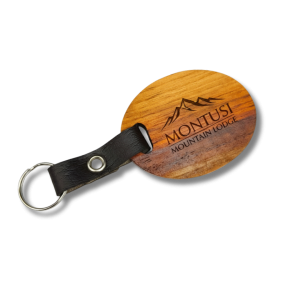 Keyring Hardwood Dark Wood leather Strap